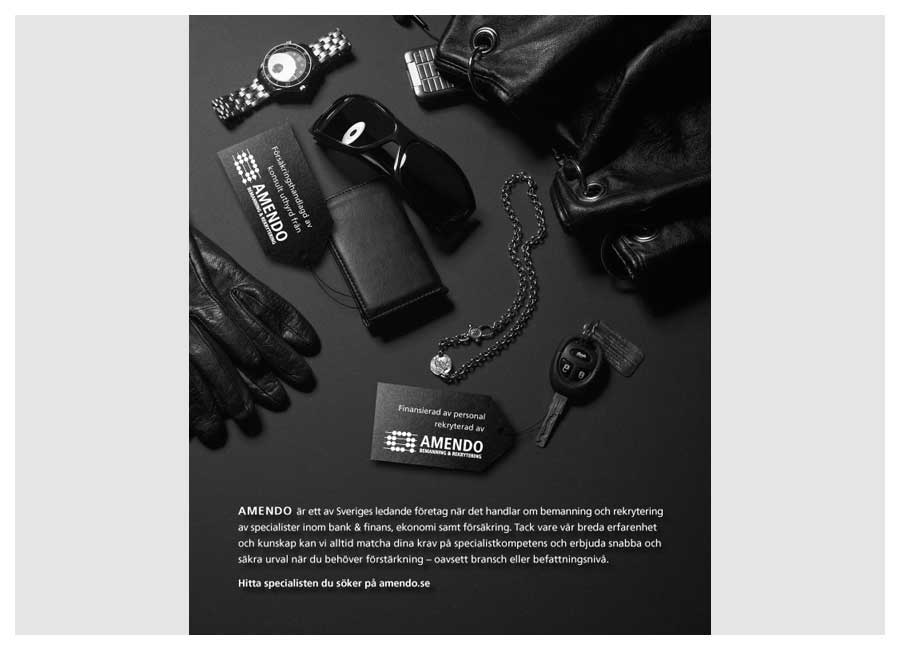 Produktfotografering i fotostudio f&ouml;r annons till Amendo. Fotograf Stefan Tell