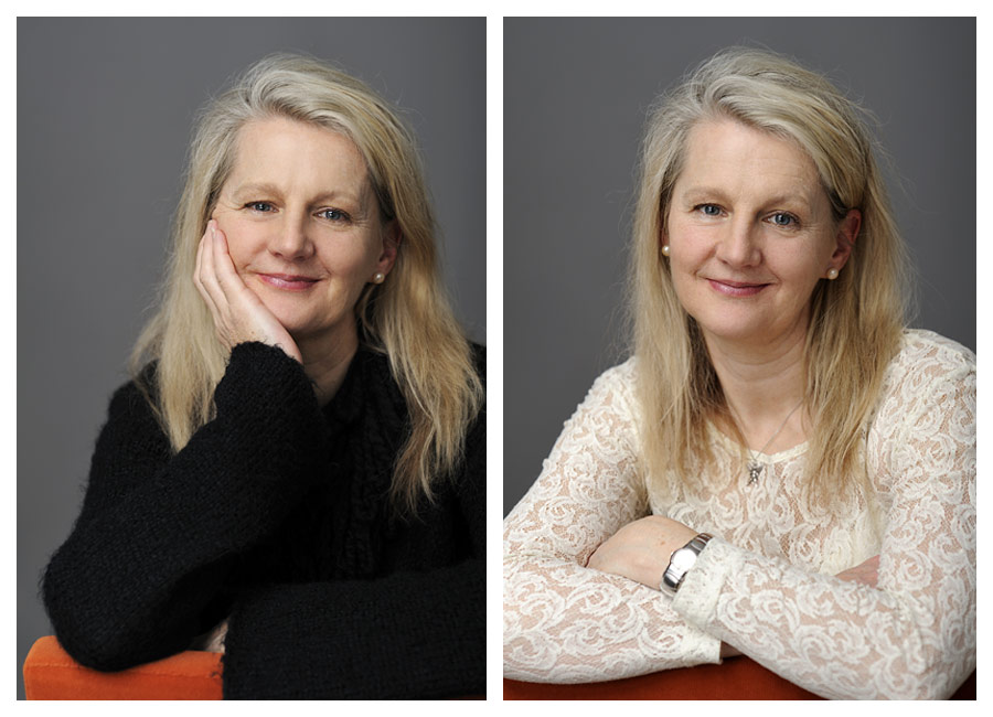 Portr&auml;ttfotografering av f&ouml;rfattarportr&auml;tt med Gudrun Wessnert i min lilla fotostudio. Fotograf Stefan Tell